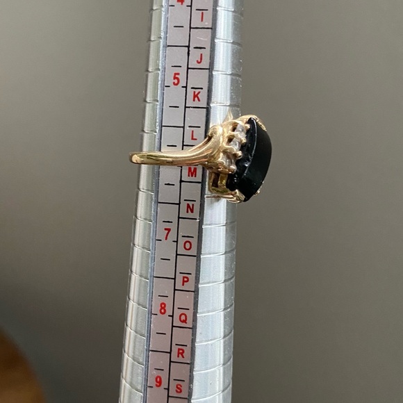 10k Gold Black Onyx Diamond Ring - Vintage - Picture 12 of 16